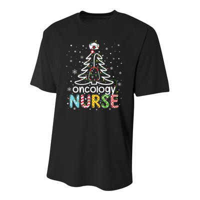 Oncology Nurse Xmas Tree Funny Nursing Christmas Pattern Youth Performance Sprint T-Shirt