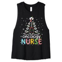 Oncology Nurse Xmas Tree Funny Nursing Christmas Pattern Women's Racerback Cropped Tank