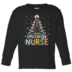 Oncology Nurse Xmas Tree Funny Nursing Christmas Pattern Toddler Long Sleeve Shirt