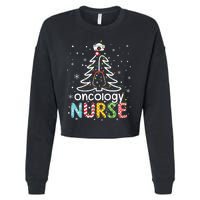 Oncology Nurse Xmas Tree Funny Nursing Christmas Pattern Cropped Pullover Crew