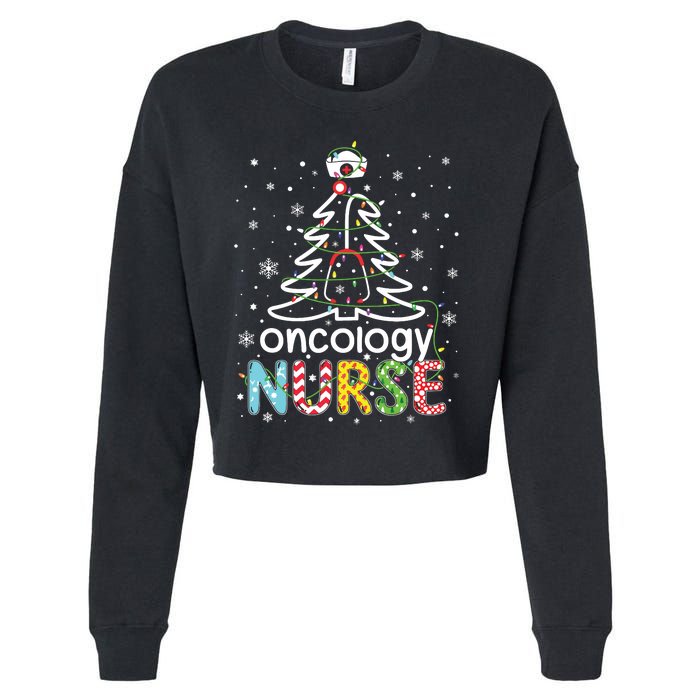 Oncology Nurse Xmas Tree Funny Nursing Christmas Pattern Cropped Pullover Crew