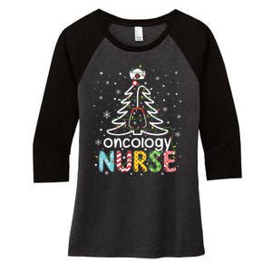 Oncology Nurse Xmas Tree Funny Nursing Christmas Pattern Women's Tri-Blend 3/4-Sleeve Raglan Shirt