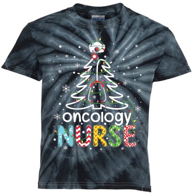 Oncology Nurse Xmas Tree Funny Nursing Christmas Pattern Kids Tie-Dye T-Shirt