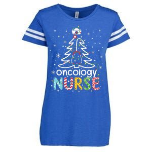 Oncology Nurse Xmas Tree Funny Nursing Christmas Pattern Enza Ladies Jersey Football T-Shirt