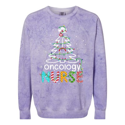 Oncology Nurse Xmas Tree Funny Nursing Christmas Pattern Colorblast Crewneck Sweatshirt