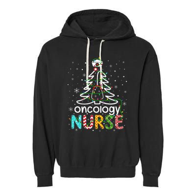 Oncology Nurse Xmas Tree Funny Nursing Christmas Pattern Garment-Dyed Fleece Hoodie