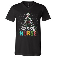 Oncology Nurse Xmas Tree Funny Nursing Christmas Pattern V-Neck T-Shirt