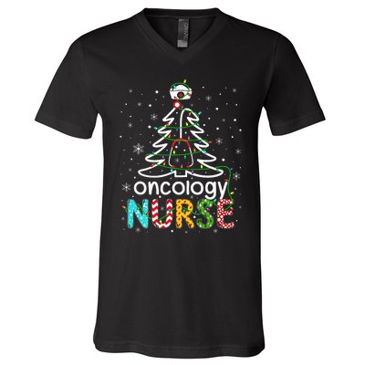 Oncology Nurse Xmas Tree Funny Nursing Christmas Pattern V-Neck T-Shirt