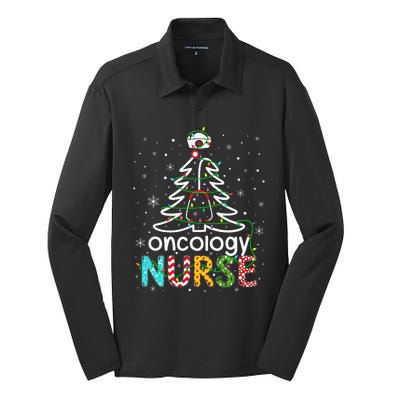 Oncology Nurse Xmas Tree Funny Nursing Christmas Pattern Silk Touch Performance Long Sleeve Polo