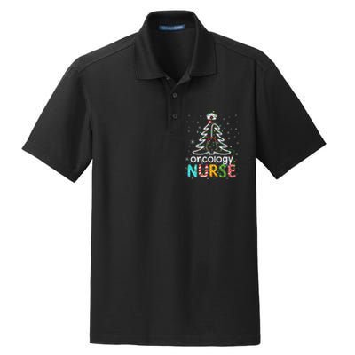 Oncology Nurse Xmas Tree Funny Nursing Christmas Pattern Dry Zone Grid Polo