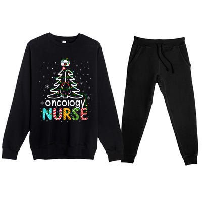 Oncology Nurse Xmas Tree Funny Nursing Christmas Pattern Premium Crewneck Sweatsuit Set