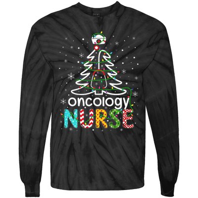 Oncology Nurse Xmas Tree Funny Nursing Christmas Pattern Tie-Dye Long Sleeve Shirt