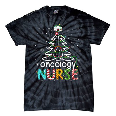 Oncology Nurse Xmas Tree Funny Nursing Christmas Pattern Tie-Dye T-Shirt