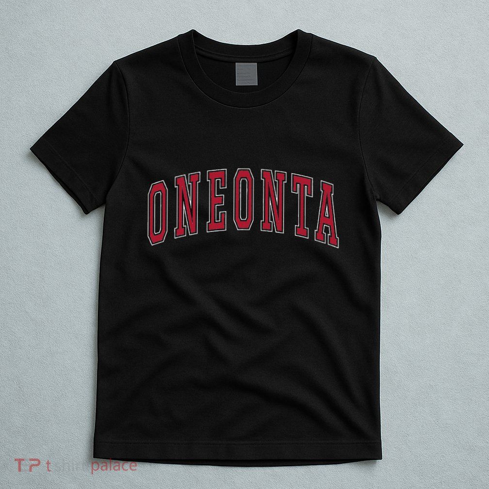 Oneonta New York Souvenir College Style Red Text T-Shirt