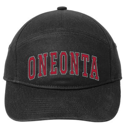 Oneonta New York Souvenir College Style Red Text 7-Panel Snapback Hat