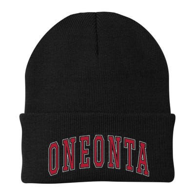 Oneonta New York Souvenir College Style Red Text Beanie