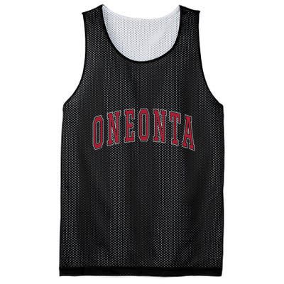 Oneonta New York Souvenir College Style Red Text Mesh Reversible Basketball Jersey Tank