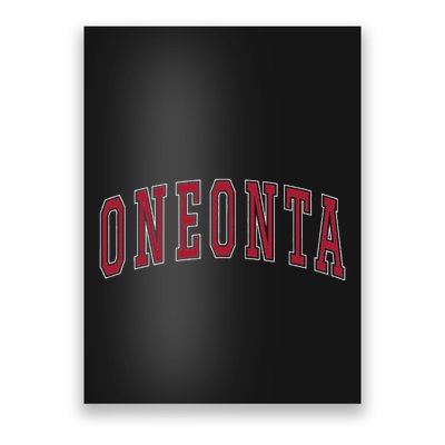 Oneonta New York Souvenir College Style Red Text Poster