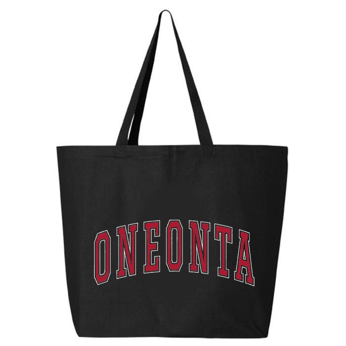Oneonta New York Souvenir College Style Red Text 25L Jumbo Tote