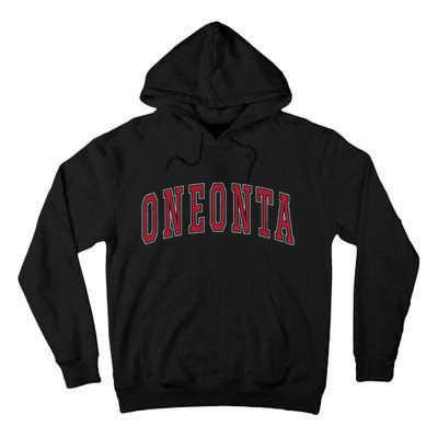 Oneonta New York Souvenir College Style Red Text Tall Hoodie