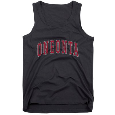 Oneonta New York Souvenir College Style Red Text Tank Top