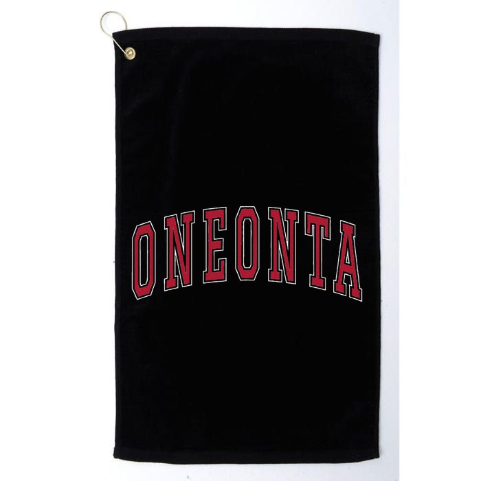 Oneonta New York Souvenir College Style Red Text Golf Towel