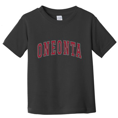 Oneonta New York Souvenir College Style Red Text Toddler T-Shirt