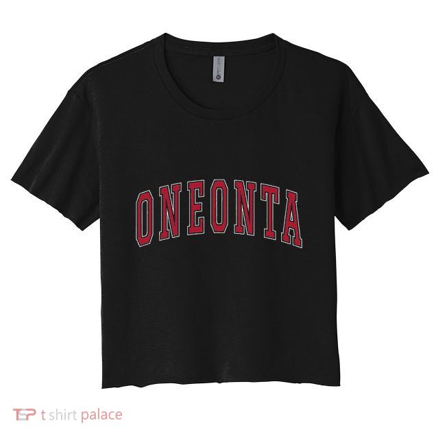 Oneonta New York Souvenir College Style Red Text Crop Top
