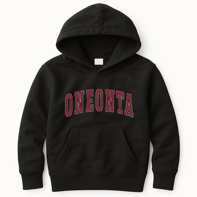 Oneonta New York Souvenir College Style Red Text Kids Hoodie