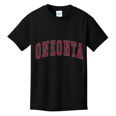 Oneonta New York Souvenir College Style Red Text Kids T-Shirt