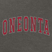 Oneonta New York Souvenir College Style Red Text Cotton Canvas Backpack