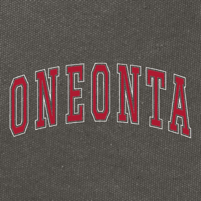 Oneonta New York Souvenir College Style Red Text Cotton Canvas Backpack