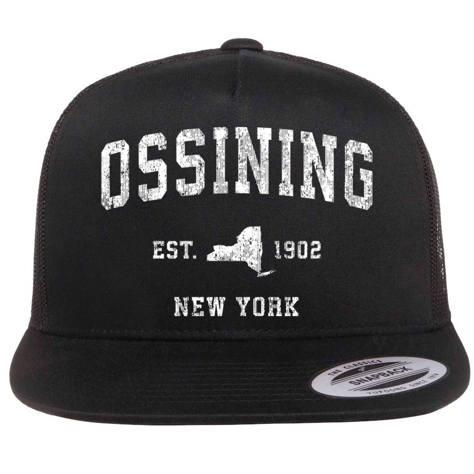 Ossining New York Ny Vintage Sports Flat Bill Trucker Hat