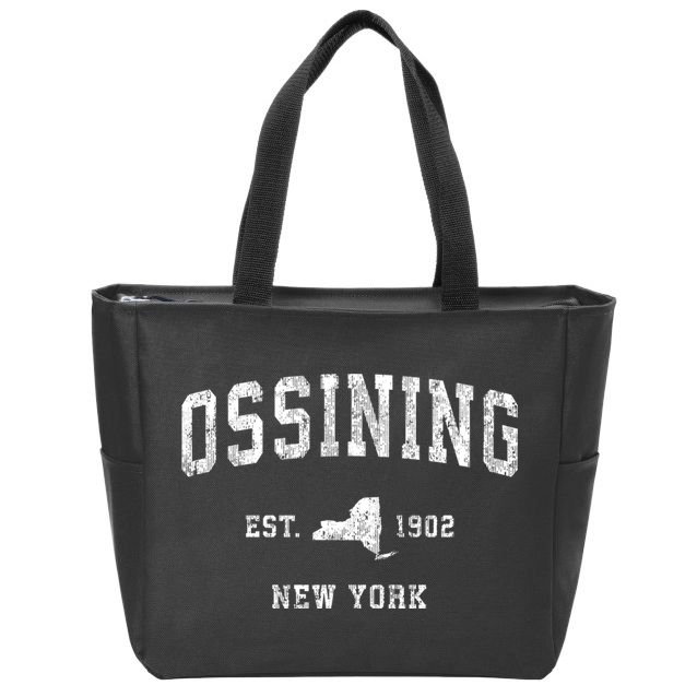 Ossining New York Ny Vintage Sports Zip Tote Bag