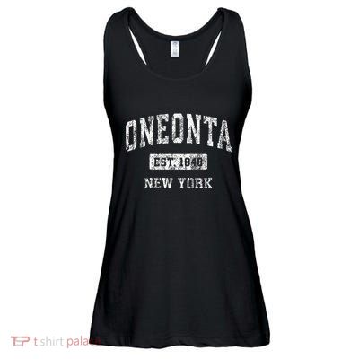 Oneonta New York Ny Vintage Established Ladies Essential Flowy Tank