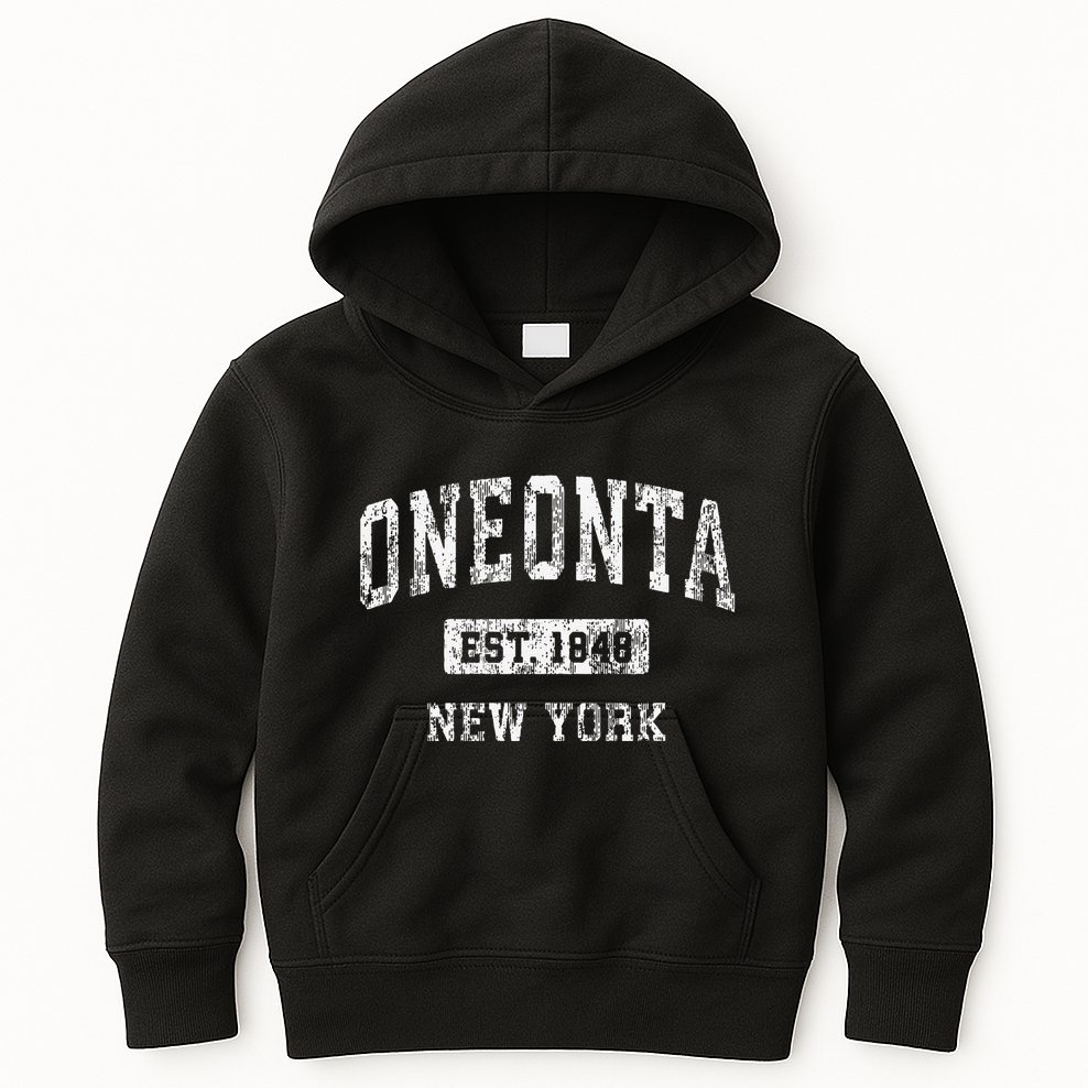 Oneonta New York Ny Vintage Established Kids Hoodie