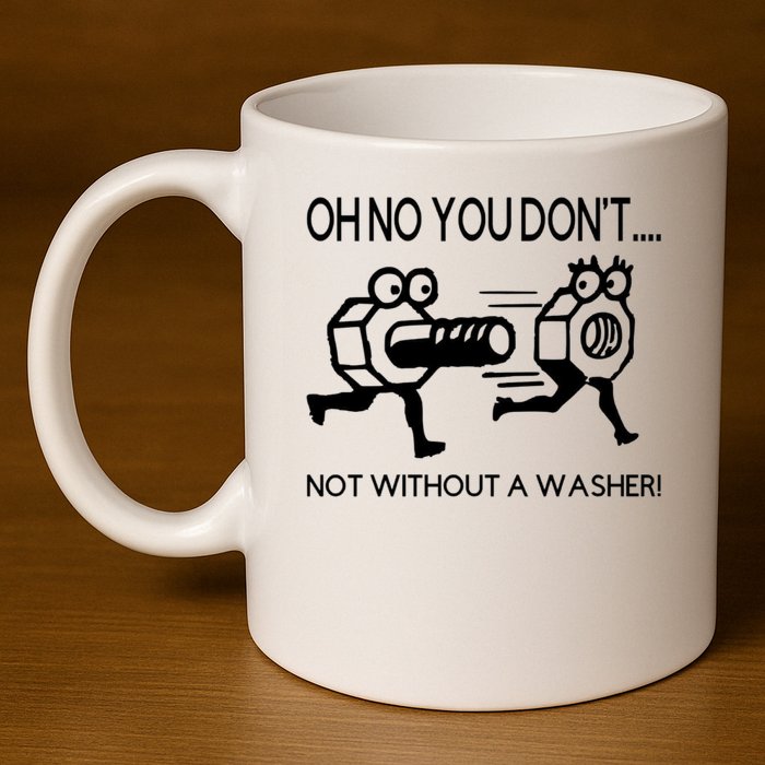 Oh No You Don't Not Without A Washer Funny Mechanic 11oz C Handle Ceramic Mug