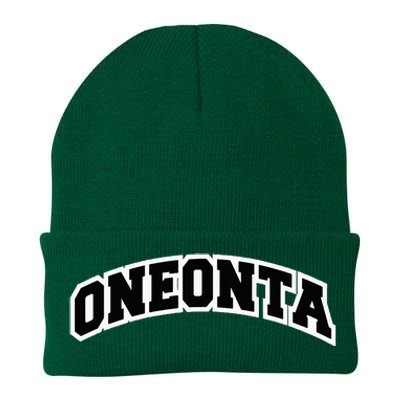 Oneonta New York Varsity Style Vintage Red Knit Cap Winter Beanie