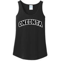 Oneonta New York Varsity Style Vintage Red Ladies Essential Tank