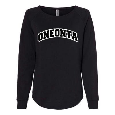 Oneonta New York Varsity Style Vintage Red Womens California Wash Sweatshirt