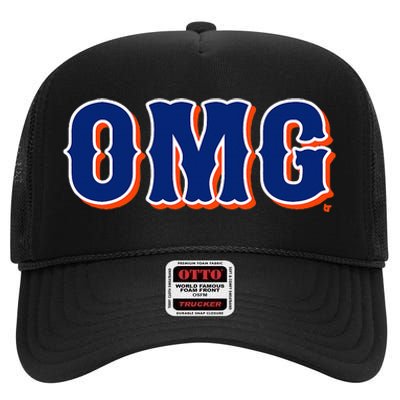 Omg New York Baseball High Crown Mesh Back Trucker Hat