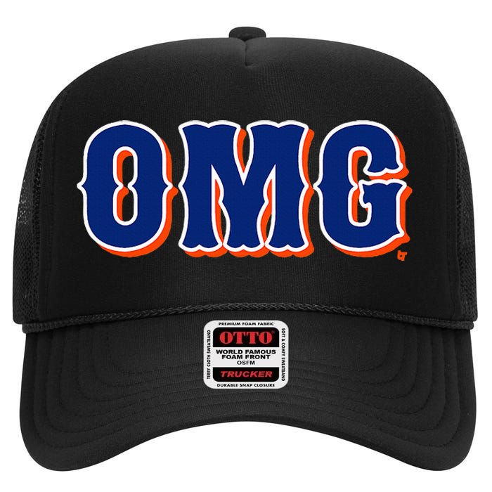 Omg New York Baseball High Crown Mesh Back Trucker Hat