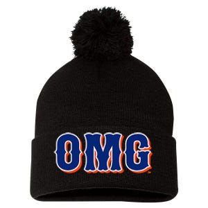 Omg New York Baseball Pom Pom 12in Knit Beanie