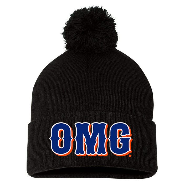 Omg New York Baseball Pom Pom 12in Knit Beanie