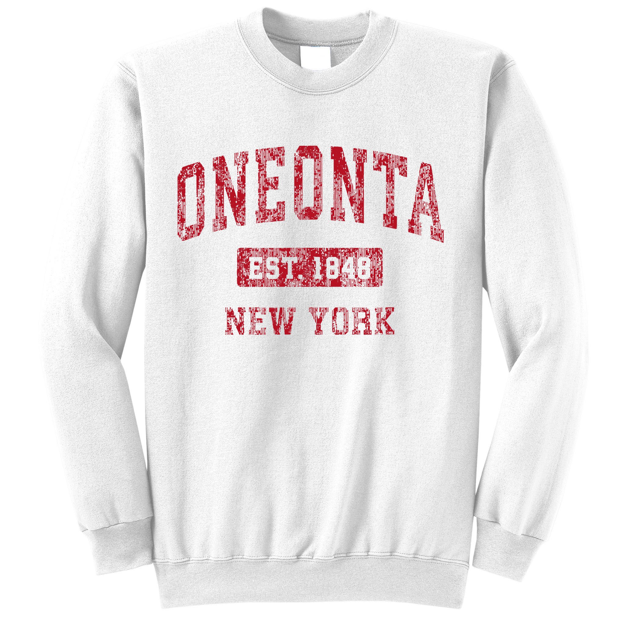 Oneonta New York Ny Vintage Sports Design Red Sweatshirt
