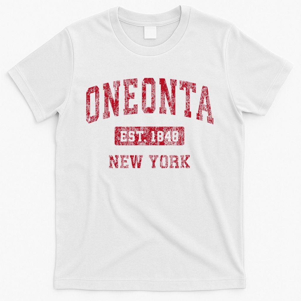 Oneonta New York Ny Vintage Sports Design Red T-Shirt