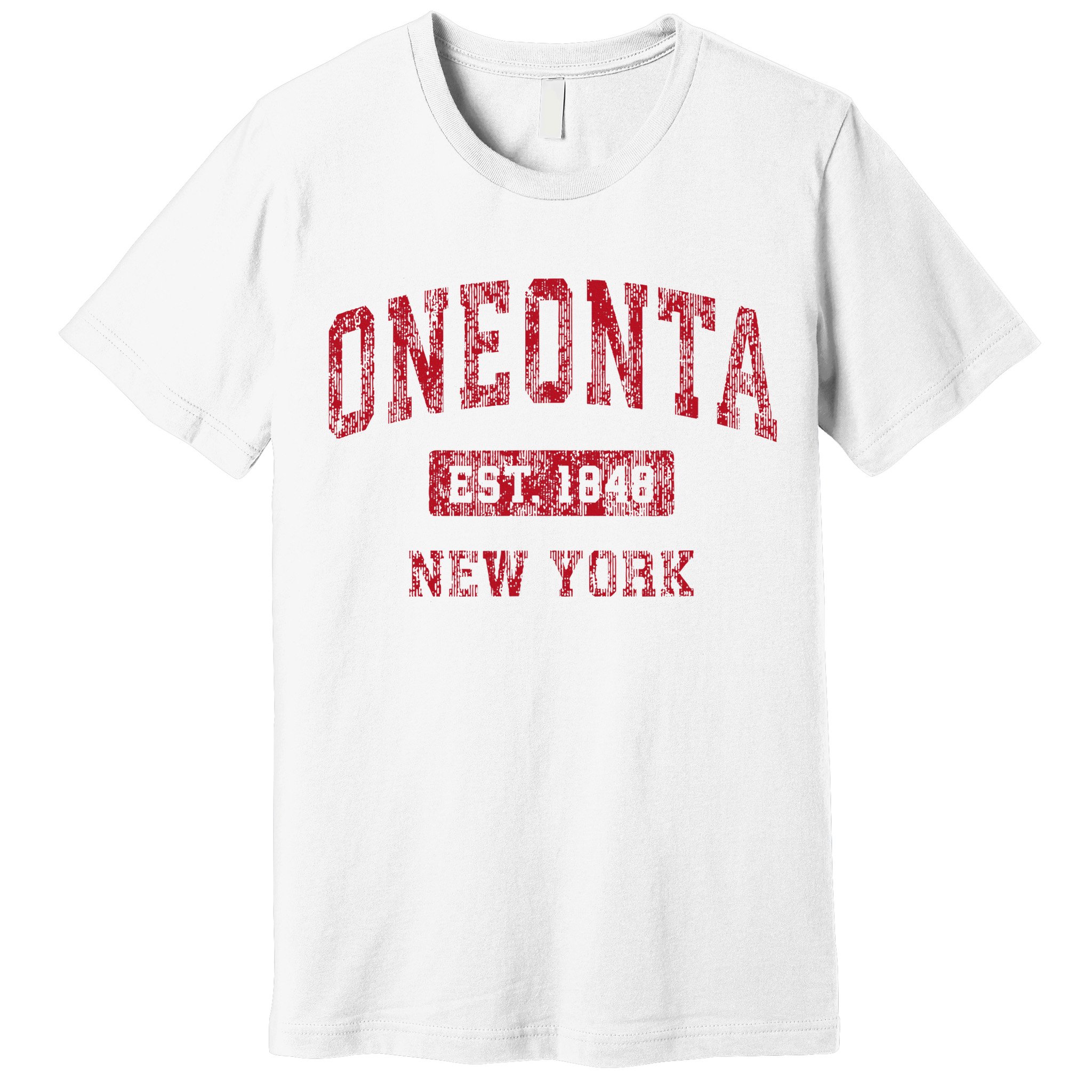 Oneonta New York Ny Vintage Sports Design Red Premium T-Shirt