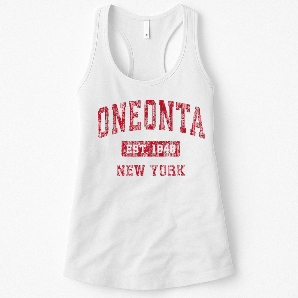 Oneonta New York Ny Vintage Sports Design Red Womens Tank Top