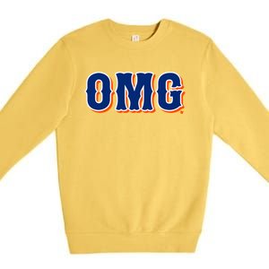 Omg New York Baseball Premium Crewneck Sweatshirt