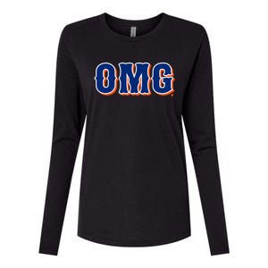 Omg New York Baseball Womens Cotton Relaxed Long Sleeve T-Shirt